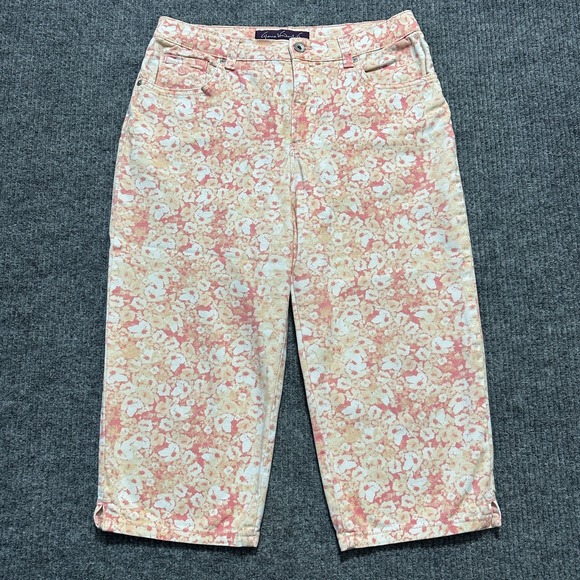 Gloria Vanderbilt Denim - Gloria Vanderbilt Womens Capri Jeans Size 6 Pink Floral Denim Stretch Mid Rise